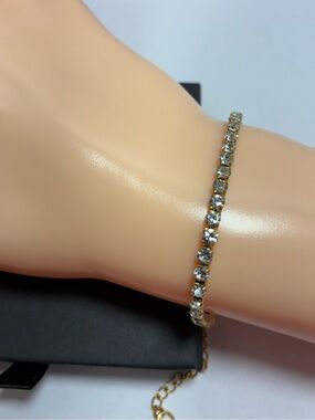 Gold Crystal Tennis Bracelet - Elegant Women's Jewelry